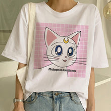 Load image into Gallery viewer, Sailor Moon Summer New Fashion T Shirt Women Harajuku Short Sleeve Fun Ulzzang T-Shirt Cute Cat Tshirt Cartoon Top Tees Female