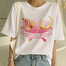 Load image into Gallery viewer, Sailor Moon Summer New Fashion T Shirt Women Harajuku Short Sleeve Fun Ulzzang T-Shirt Cute Cat Tshirt Cartoon Top Tees Female